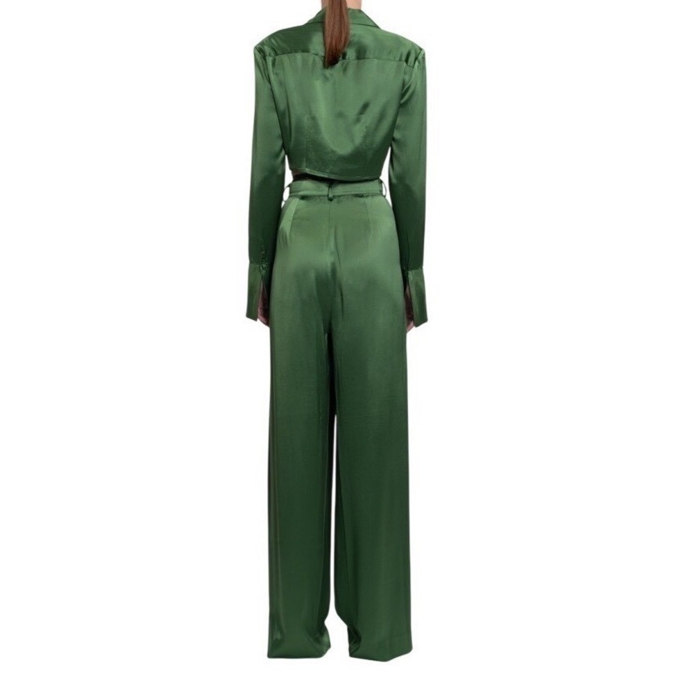 Nonchalant Paris pant with matching blouse green satin